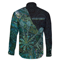 Personalised New Zealand Dart Family Matching Long Sleeve Bodycon Dress and Hawaiian Shirt Maori Fern With Paua Shell - Polynesian Pride