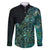 Personalised New Zealand Dart Family Matching Off The Shoulder Long Sleeve Dress and Hawaiian Shirt Maori Fern With Paua Shell - Polynesian Pride