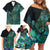 Personalised New Zealand Dart Family Matching Off Shoulder Short Dress and Hawaiian Shirt Maori Fern With Paua Shell - Polynesian Pride