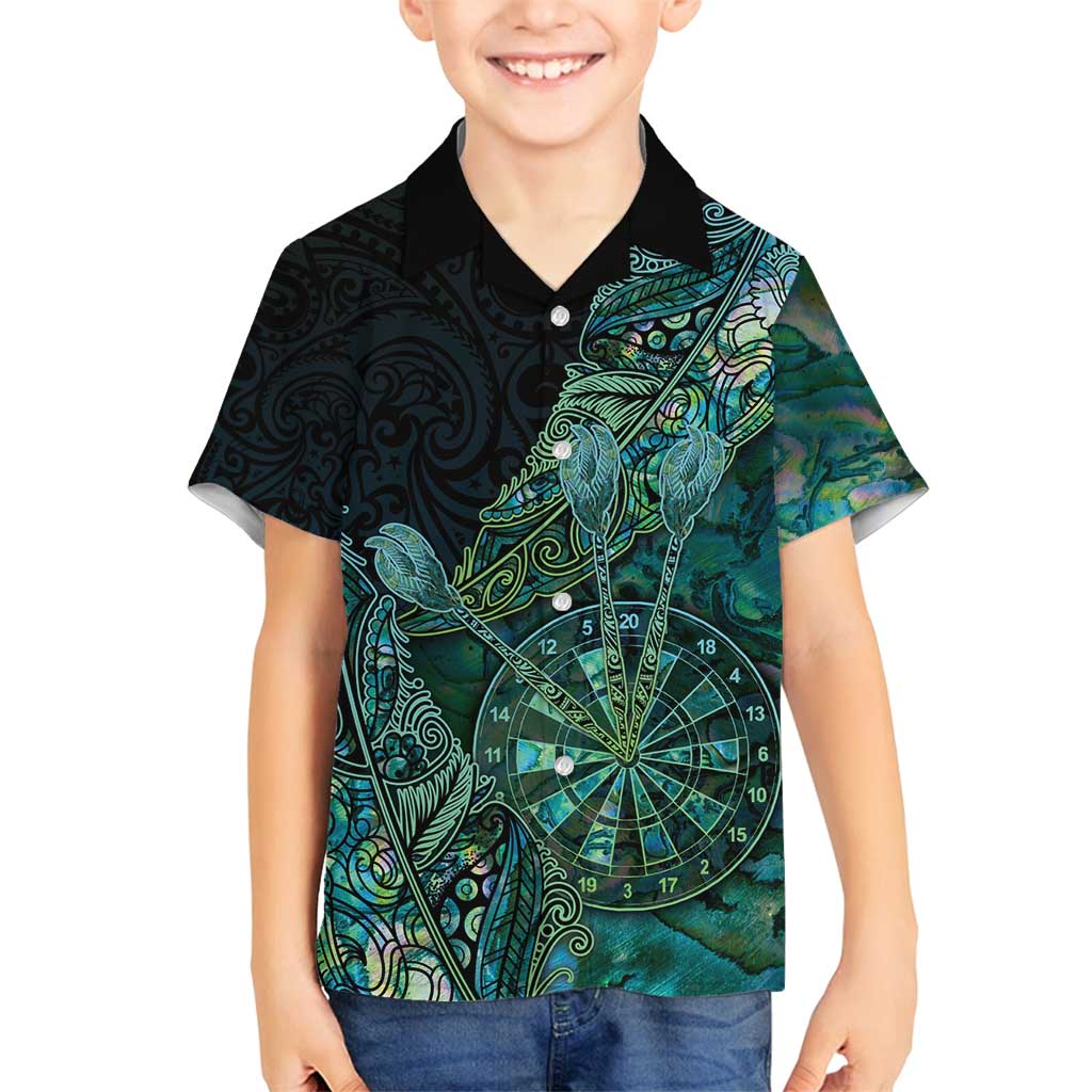 Personalised New Zealand Dart Family Matching Off Shoulder Short Dress and Hawaiian Shirt Maori Fern With Paua Shell - Polynesian Pride