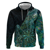 Personalised New Zealand Dart Hoodie Maori Fern With Paua Shell - Polynesian Pride