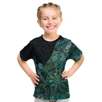 Personalised New Zealand Dart Kid T Shirt Maori Fern With Paua Shell - Polynesian Pride