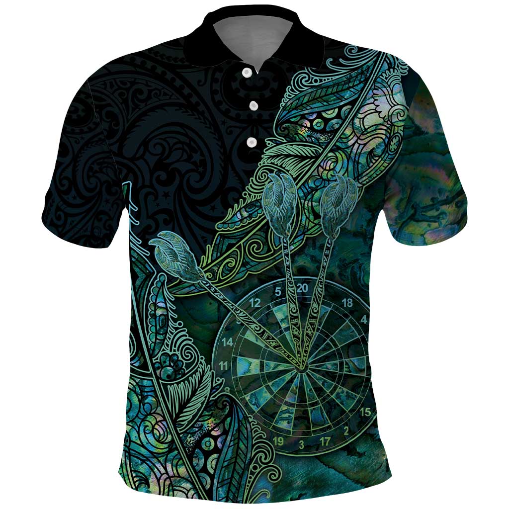 Personalised New Zealand Dart Polo Shirt Maori Fern With Paua Shell - Polynesian Pride