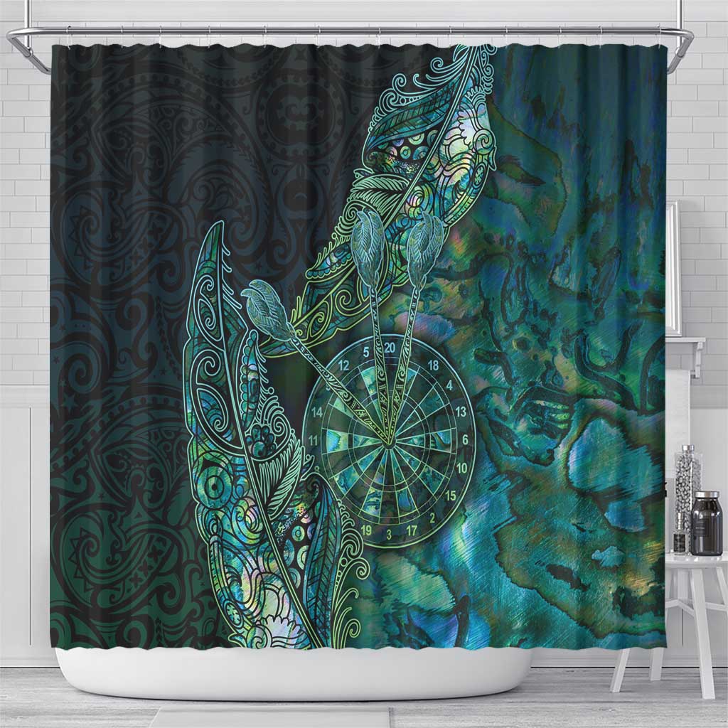 New Zealand Dart Shower Curtain Maori Fern With Paua Shell - Polynesian Pride