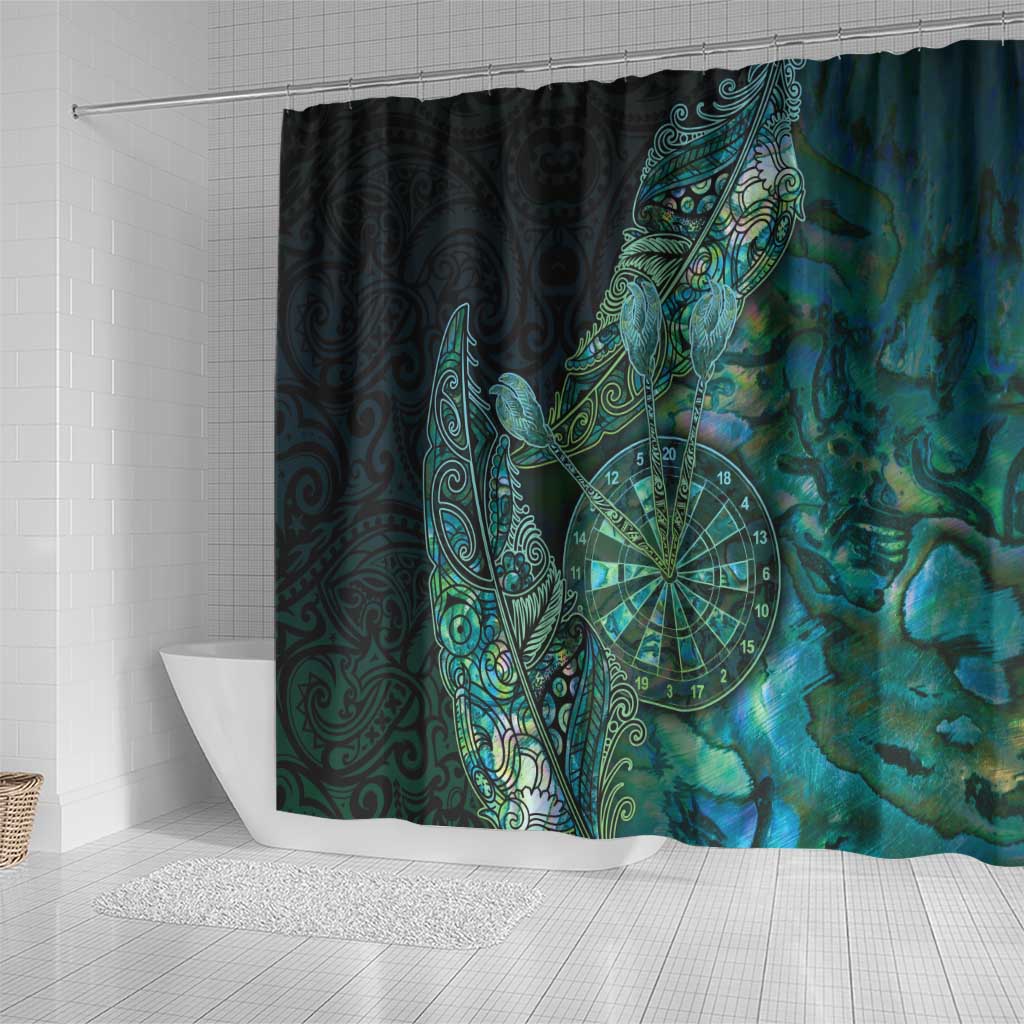 New Zealand Dart Shower Curtain Maori Fern With Paua Shell - Polynesian Pride