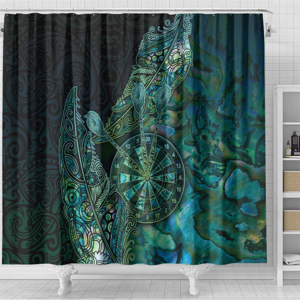 New Zealand Dart Shower Curtain Maori Fern With Paua Shell - Polynesian Pride