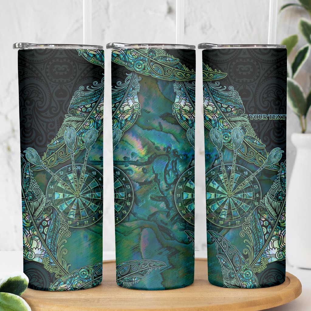 Personalised New Zealand Dart Skinny Tumbler Maori Fern With Paua Shell - Polynesian Pride