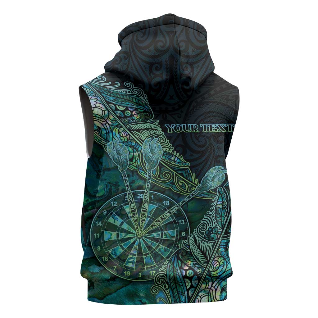 Personalised New Zealand Dart Sleeveless Hoodie Maori Fern With Paua Shell - Polynesian Pride