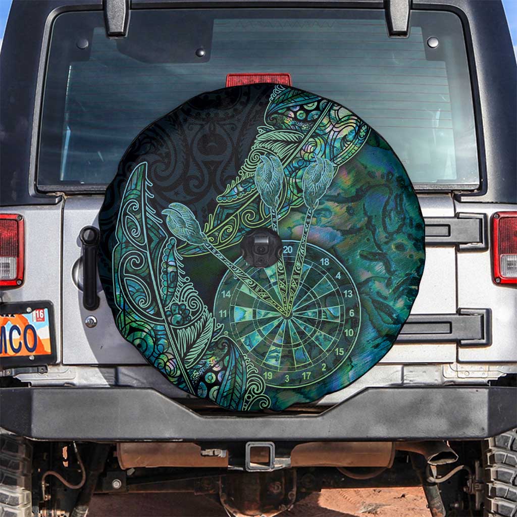 New Zealand Dart Spare Tire Cover Maori Fern With Paua Shell DT05 Green - Polynesian Pride