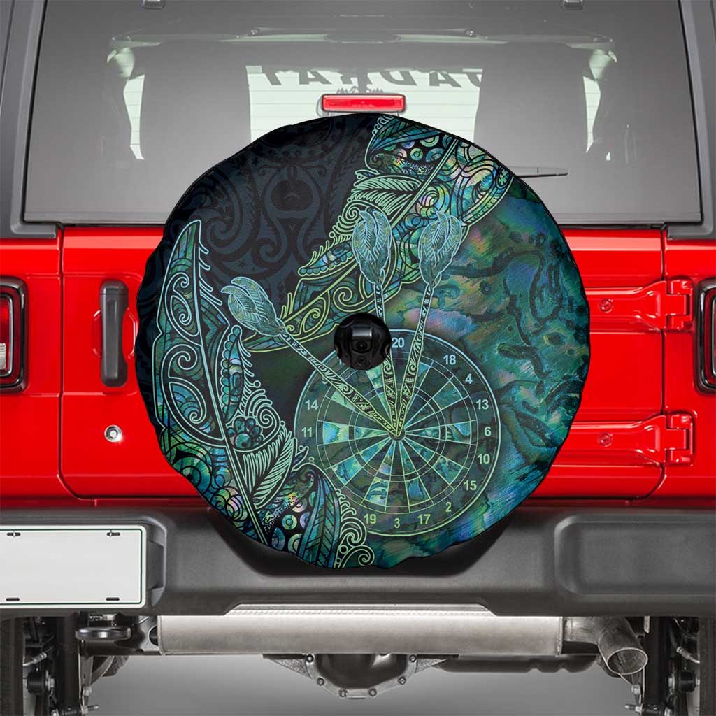 New Zealand Dart Spare Tire Cover Maori Fern With Paua Shell DT05 - Polynesian Pride