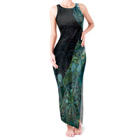 Personalised New Zealand Dart Tank Maxi Dress Maori Fern With Paua Shell - Polynesian Pride