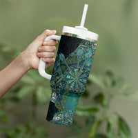 Personalised New Zealand Dart Tumbler With Handle Maori Fern With Paua Shell - Polynesian Pride