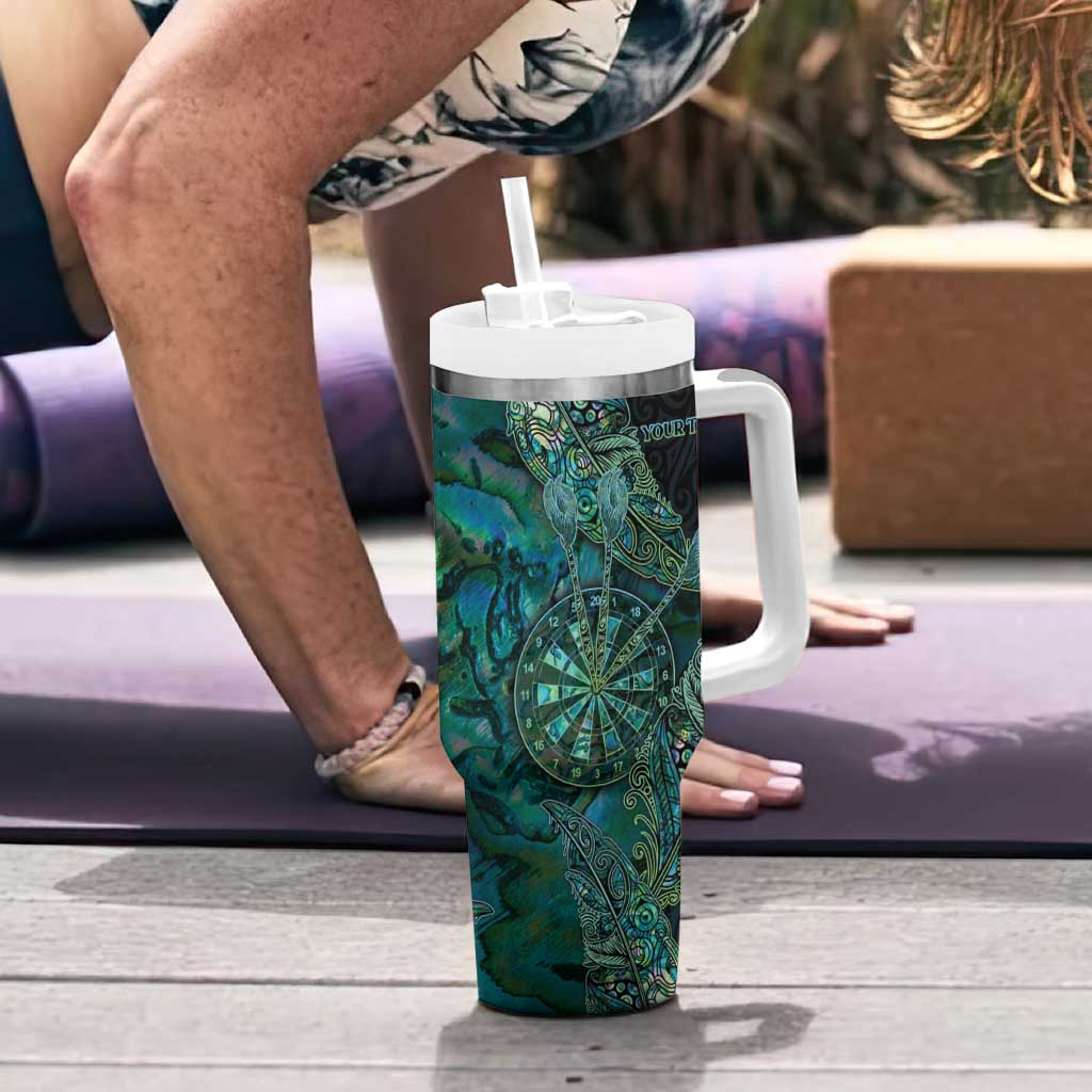 Personalised New Zealand Dart Tumbler With Handle Maori Fern With Paua Shell - Polynesian Pride