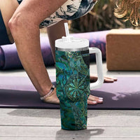 Personalised New Zealand Dart Tumbler With Handle Maori Fern With Paua Shell - Polynesian Pride