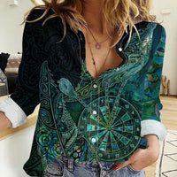 Personalised New Zealand Dart Women Casual Shirt Maori Fern With Paua Shell - Polynesian Pride