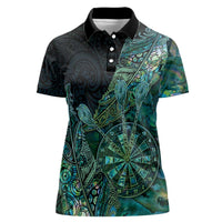 Personalised New Zealand Dart Women Polo Shirt Maori Fern With Paua Shell - Polynesian Pride