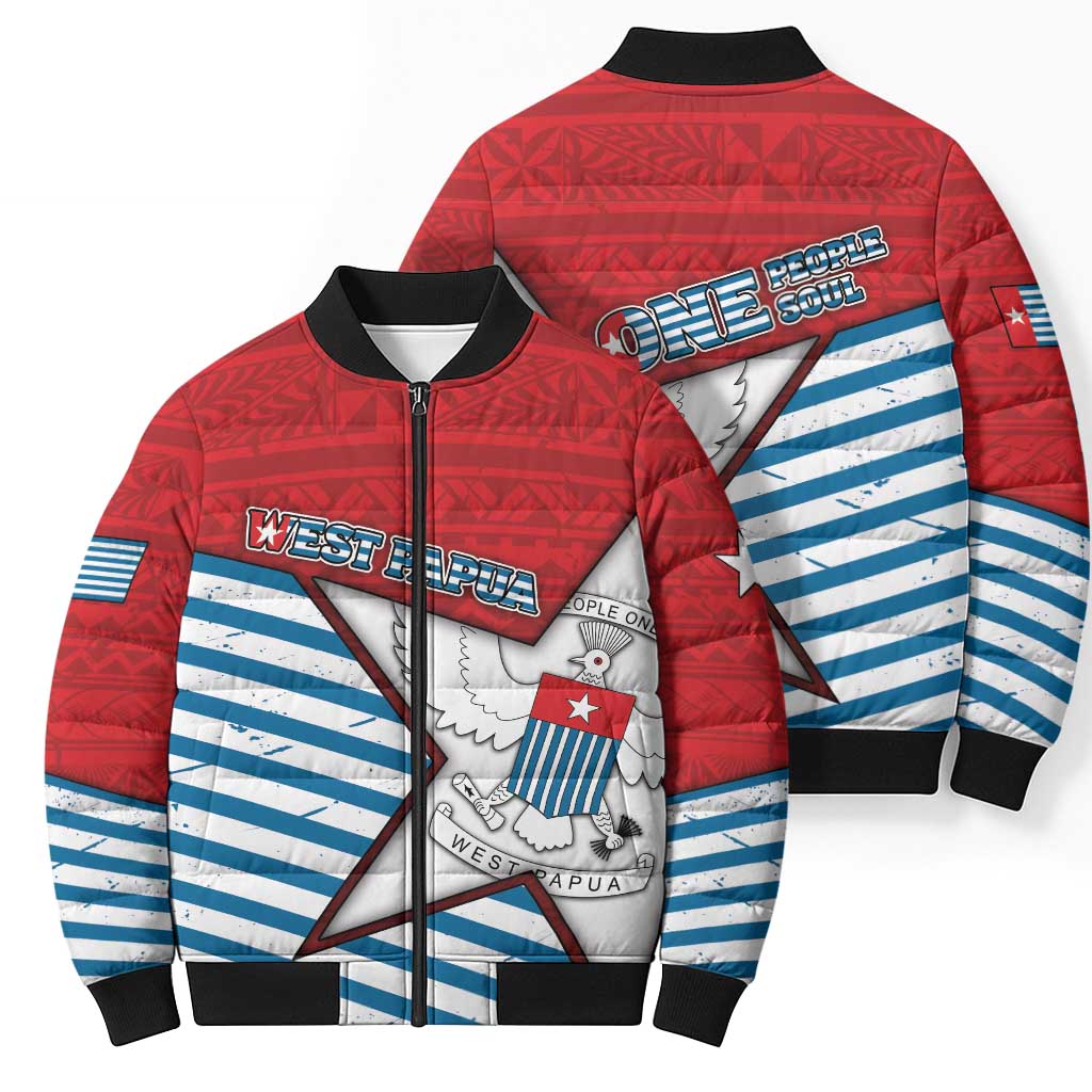 West Papua Morning Star Bomber Puffer Jacket One People One Soul - Polynesian Pride
