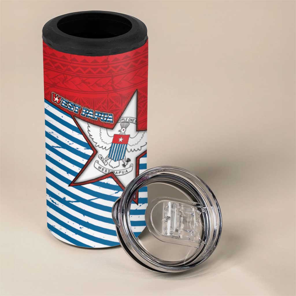 West Papua Morning Star 4 in 1 Can Cooler Tumbler One People One Soul - Polynesian Pride
