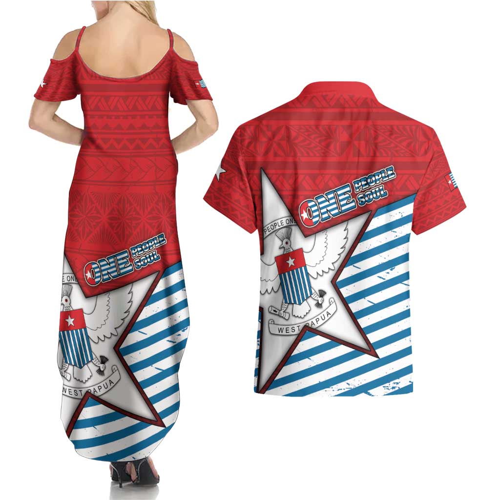 West Papua Morning Star Couples Matching Summer Maxi Dress and Hawaiian Shirt One People One Soul - Polynesian Pride