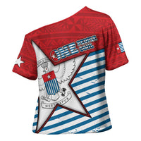 West Papua Morning Star Cross Shoulder Shirt One People One Soul DT05 - Polynesian Pride