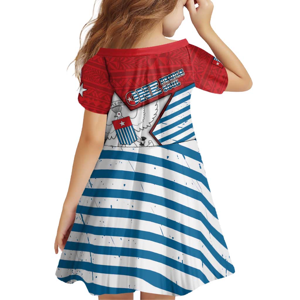 West Papua Morning Star Family Matching Off Shoulder Short Dress and Hawaiian Shirt One People One Soul - Polynesian Pride