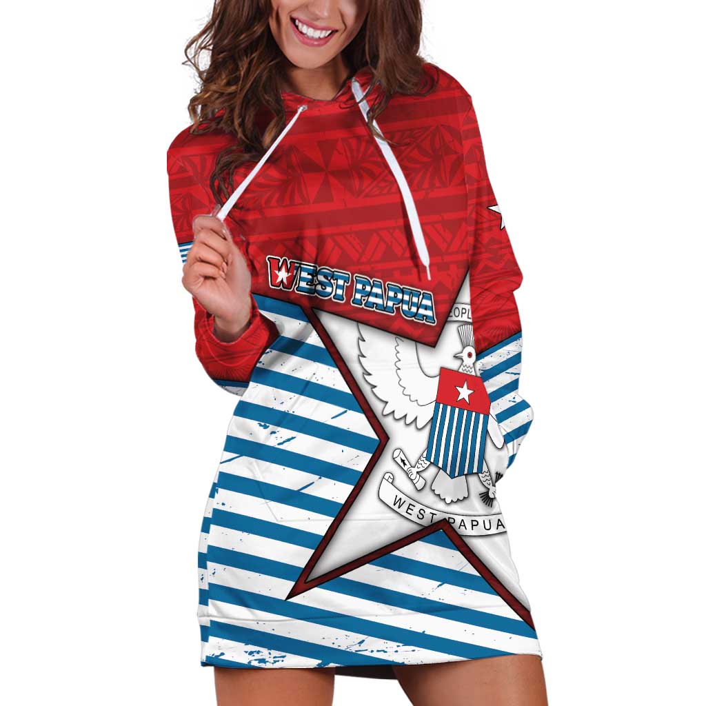 West Papua Morning Star Hoodie Dress One People One Soul - Polynesian Pride