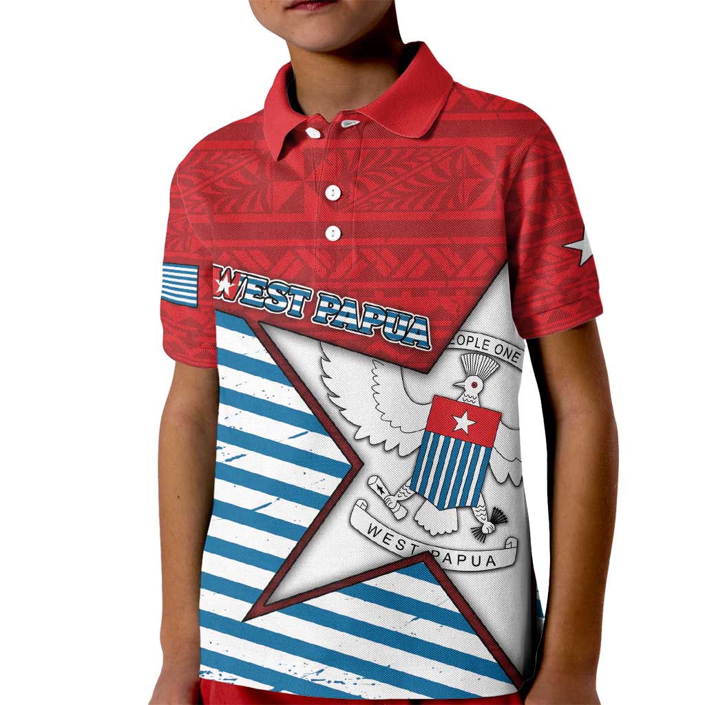 West Papua Morning Star Kid Polo Shirt One People One Soul - Polynesian Pride