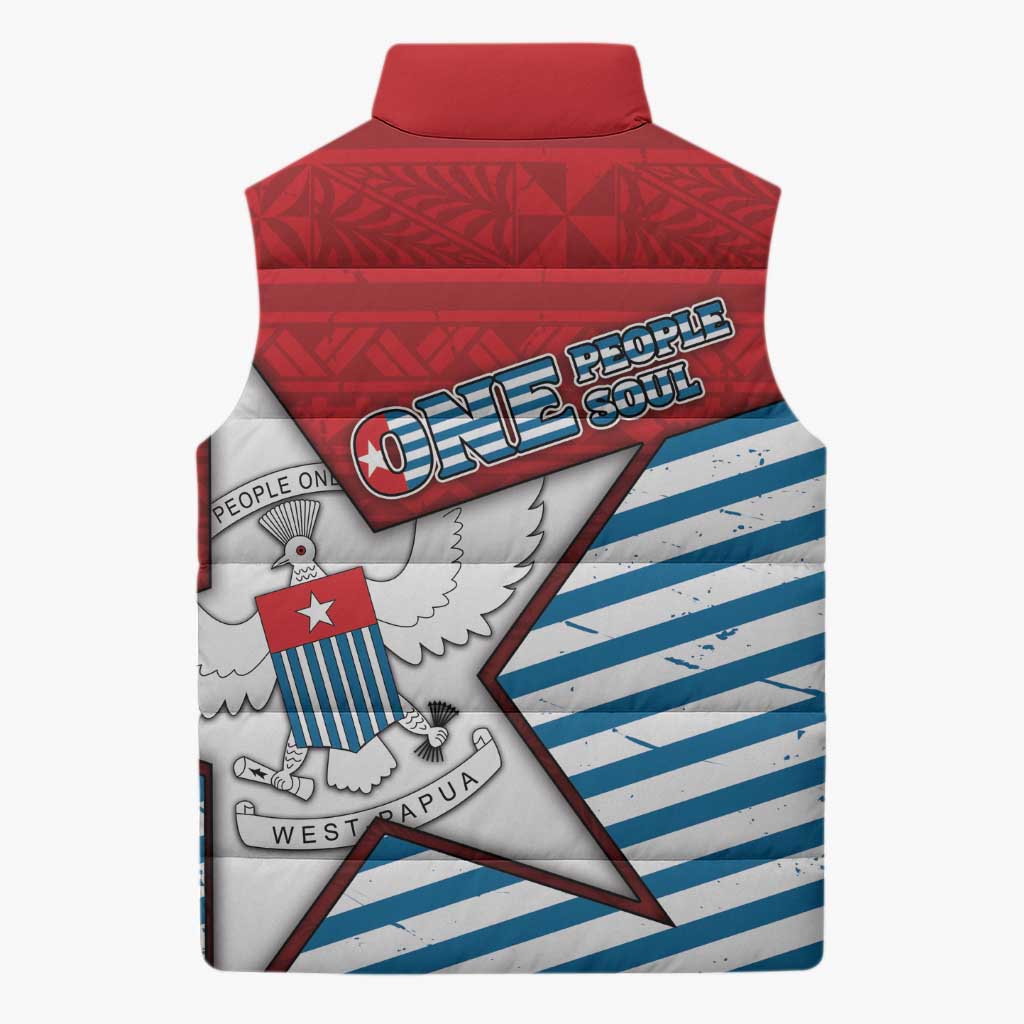 West Papua Morning Star Sleeveless Puffer Jacket One People One Soul DT05 - Polynesian Pride