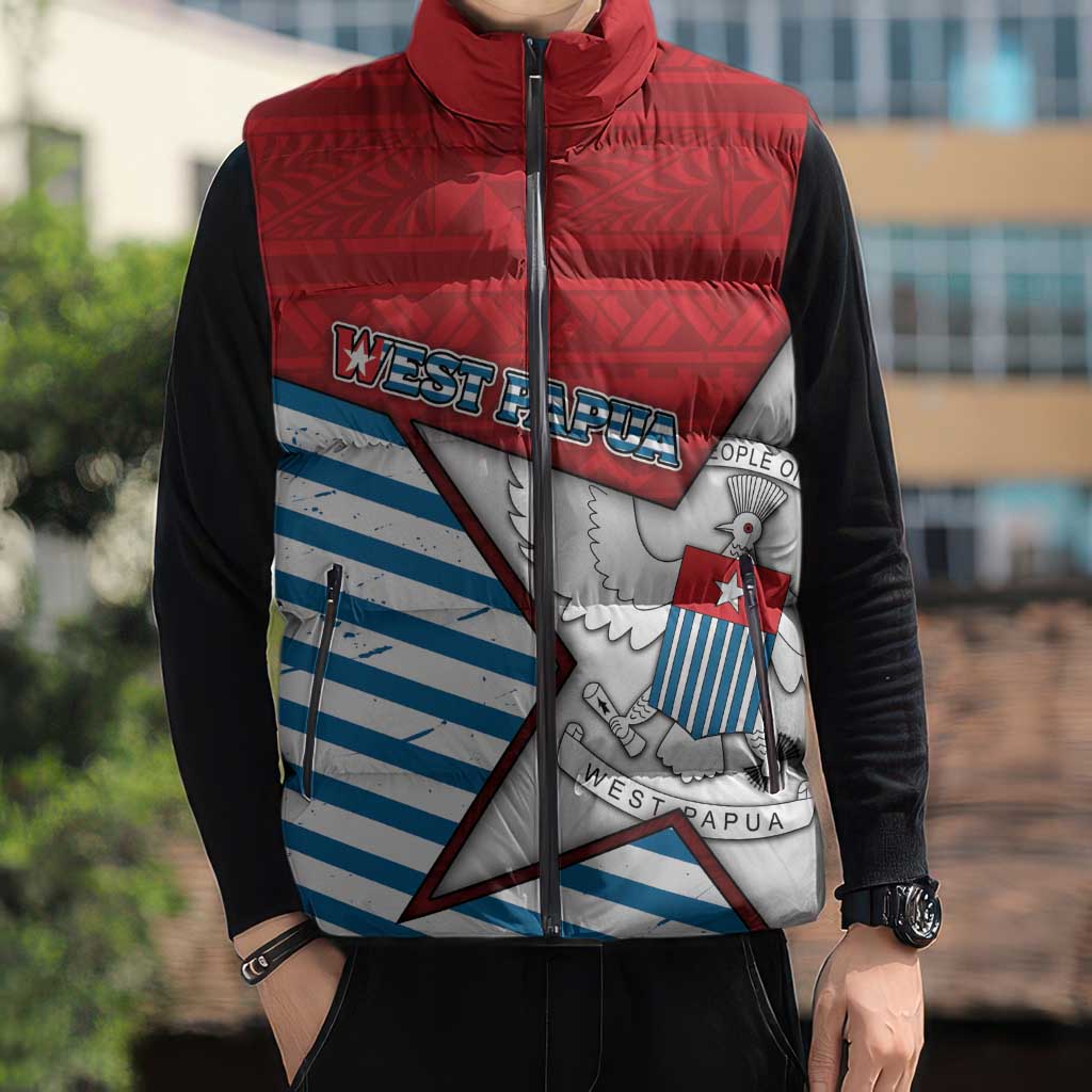 West Papua Morning Star Sleeveless Puffer Jacket One People One Soul DT05 - Polynesian Pride