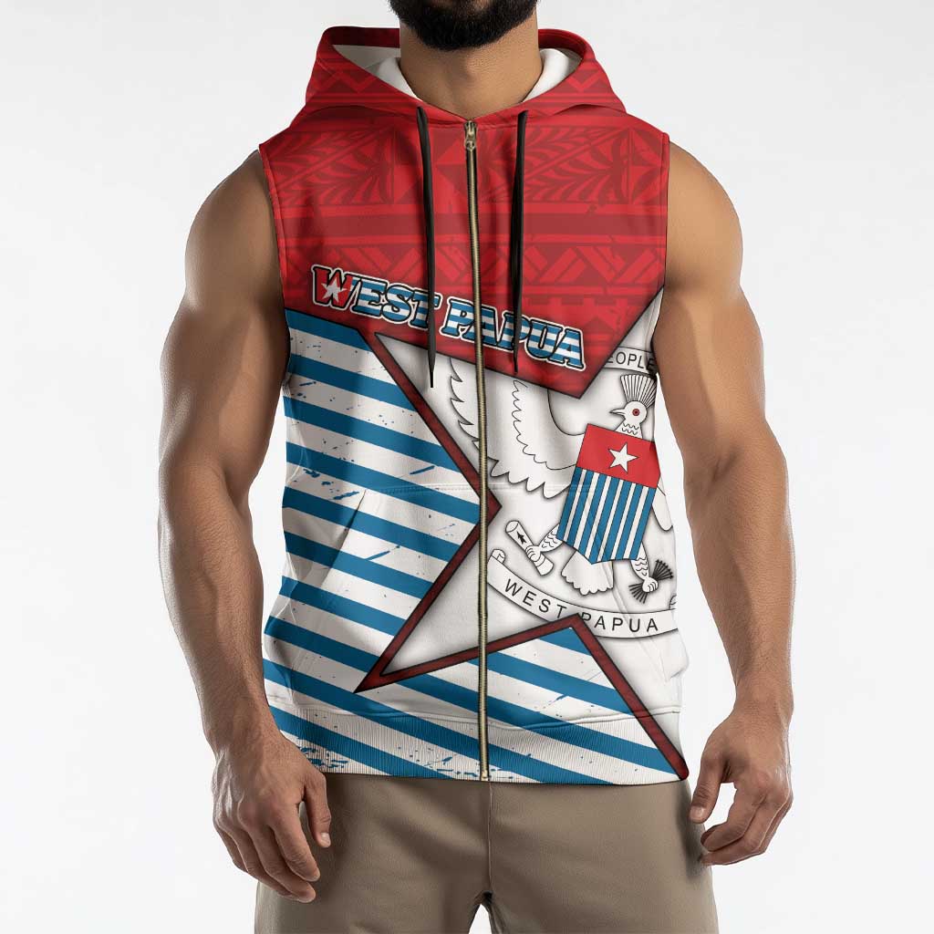 West Papua Morning Star Sleeveless Zip Hoodie One People One Soul - Polynesian Pride