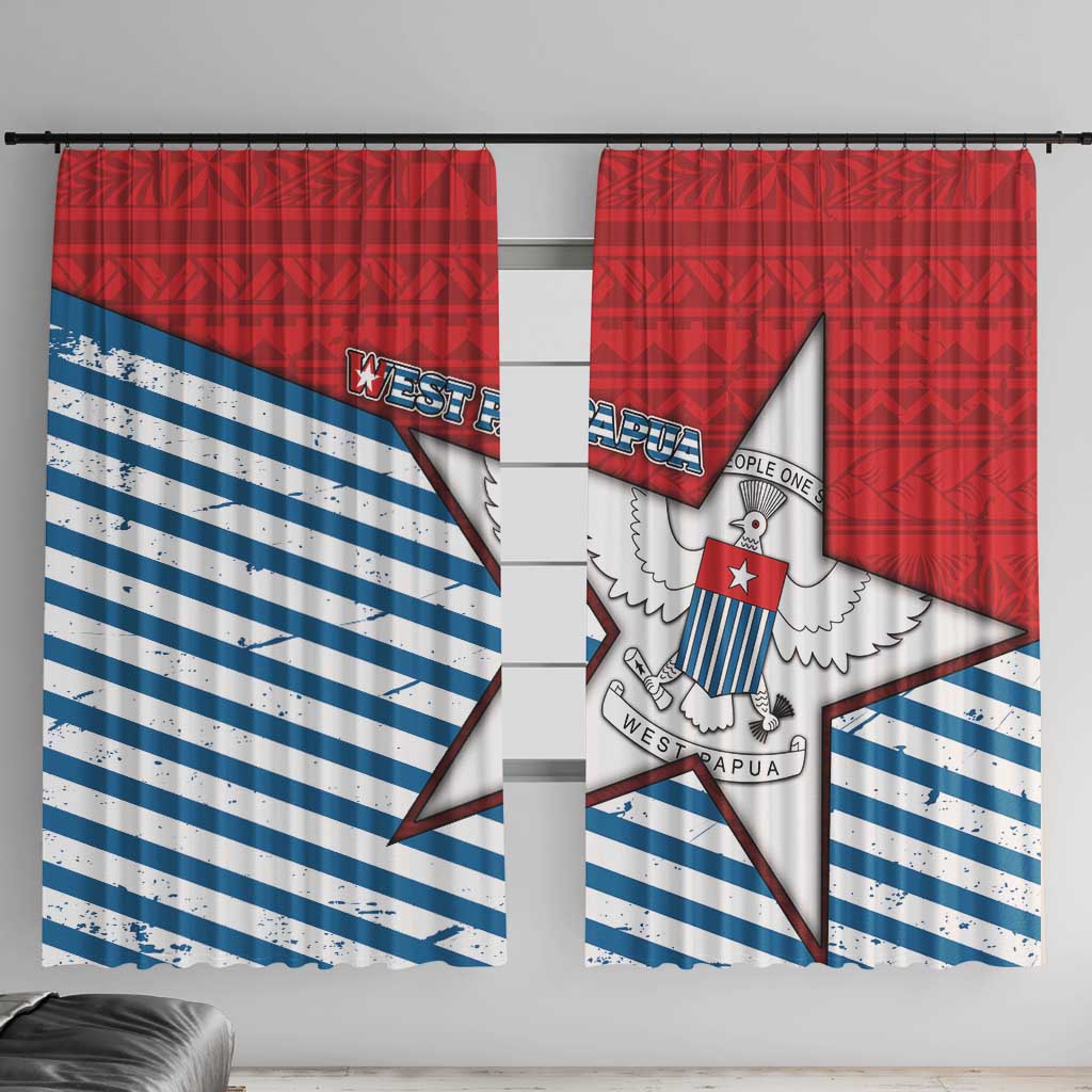 West Papua Morning Star Window Curtain One People One Soul DT05 With Hooks Red - Polynesian Pride