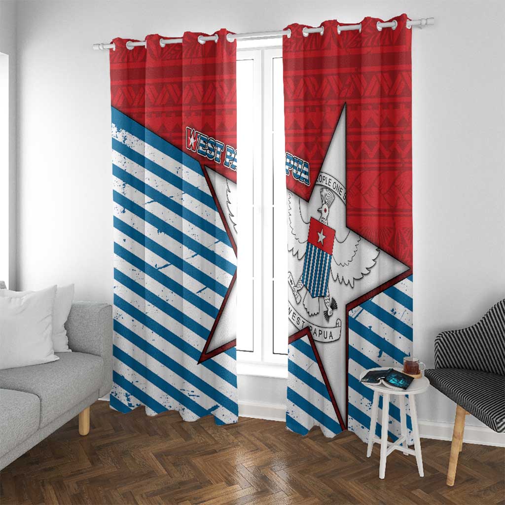 West Papua Morning Star Window Curtain One People One Soul DT05 With Grommets Red - Polynesian Pride