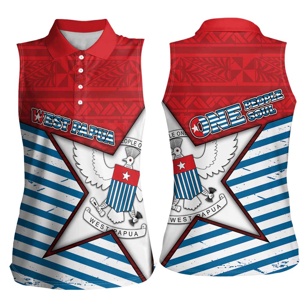West Papua Morning Star Women Sleeveless Polo Shirt One People One Soul DT05 - Polynesian Pride