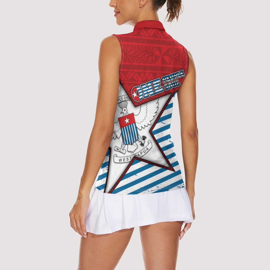 West Papua Morning Star Women Sleeveless Polo Shirt One People One Soul DT05 - Polynesian Pride