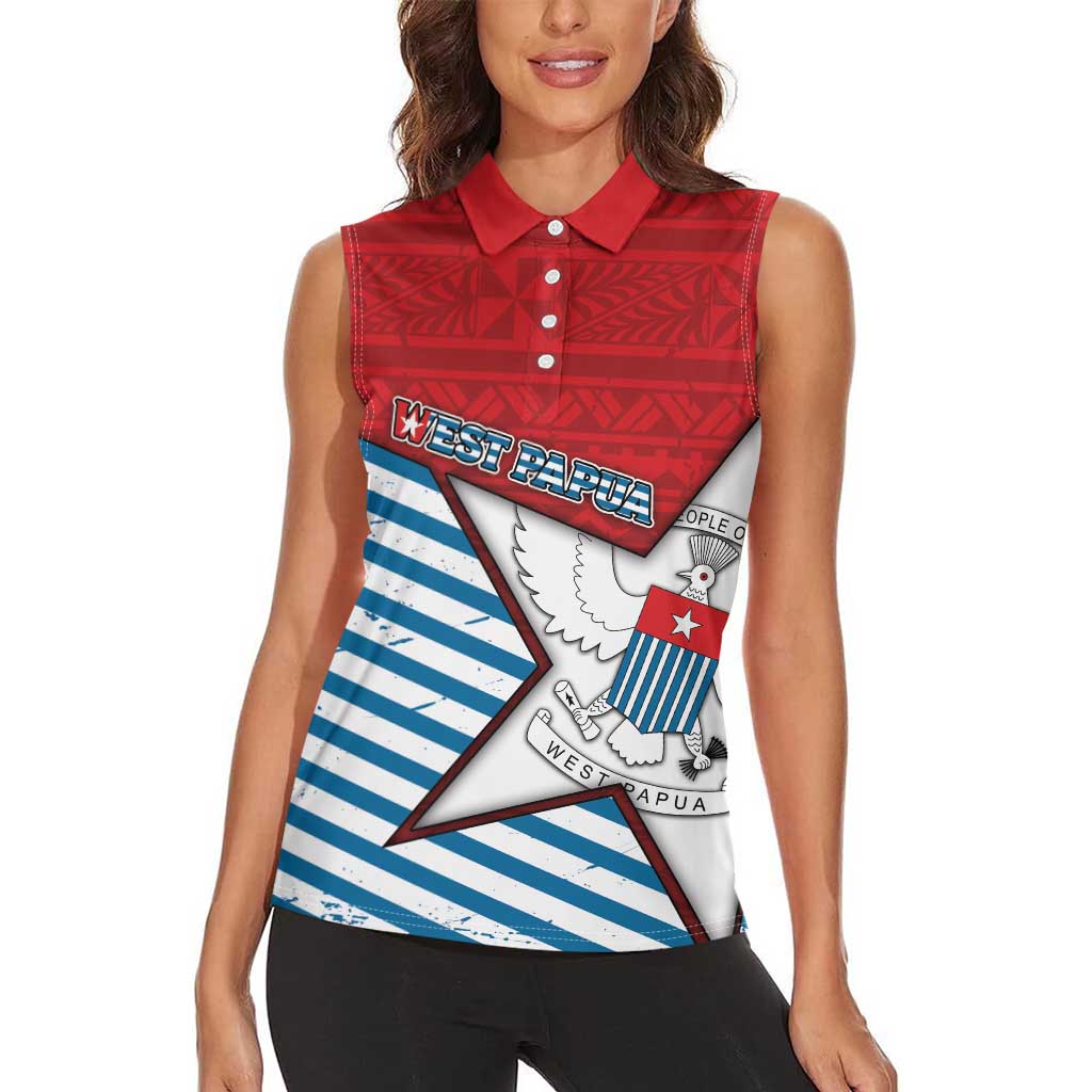 West Papua Morning Star Women Sleeveless Polo Shirt One People One Soul DT05 - Polynesian Pride