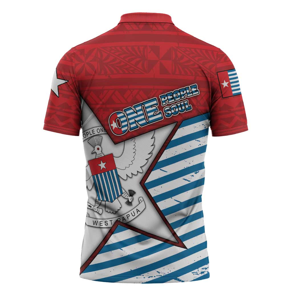 West Papua Morning Star Zipper Polo Shirt One People One Soul - Polynesian Pride