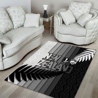 New Zealand Football Area Rug Silver Fern Maori Pattern Monochrome DT05 - Polynesian Pride