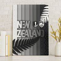 New Zealand Football Canvas Wall Art Silver Fern Maori Pattern Monochrome DT05 Without Frame White - Polynesian Pride