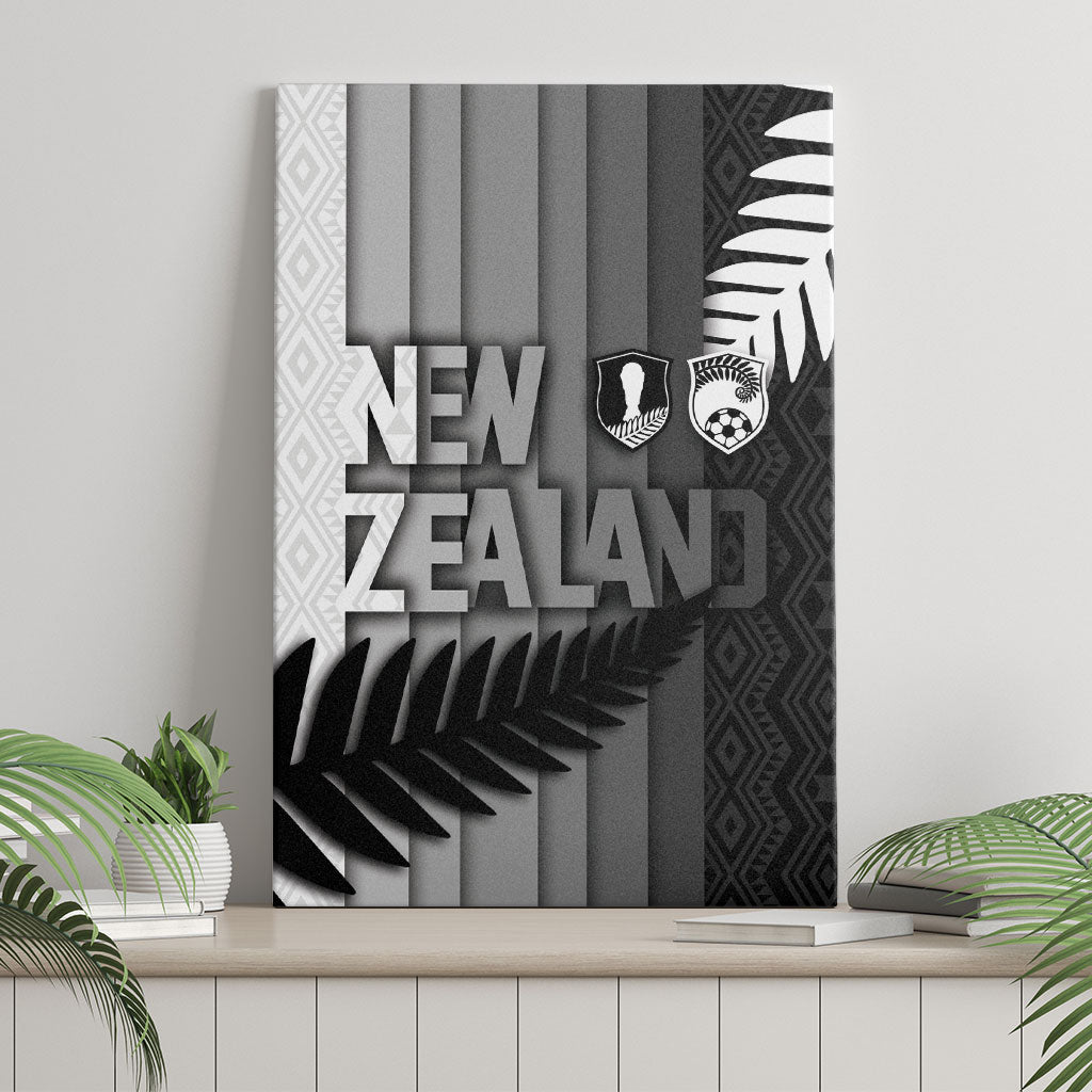 New Zealand Football Canvas Wall Art Silver Fern Maori Pattern Monochrome DT05 - Polynesian Pride
