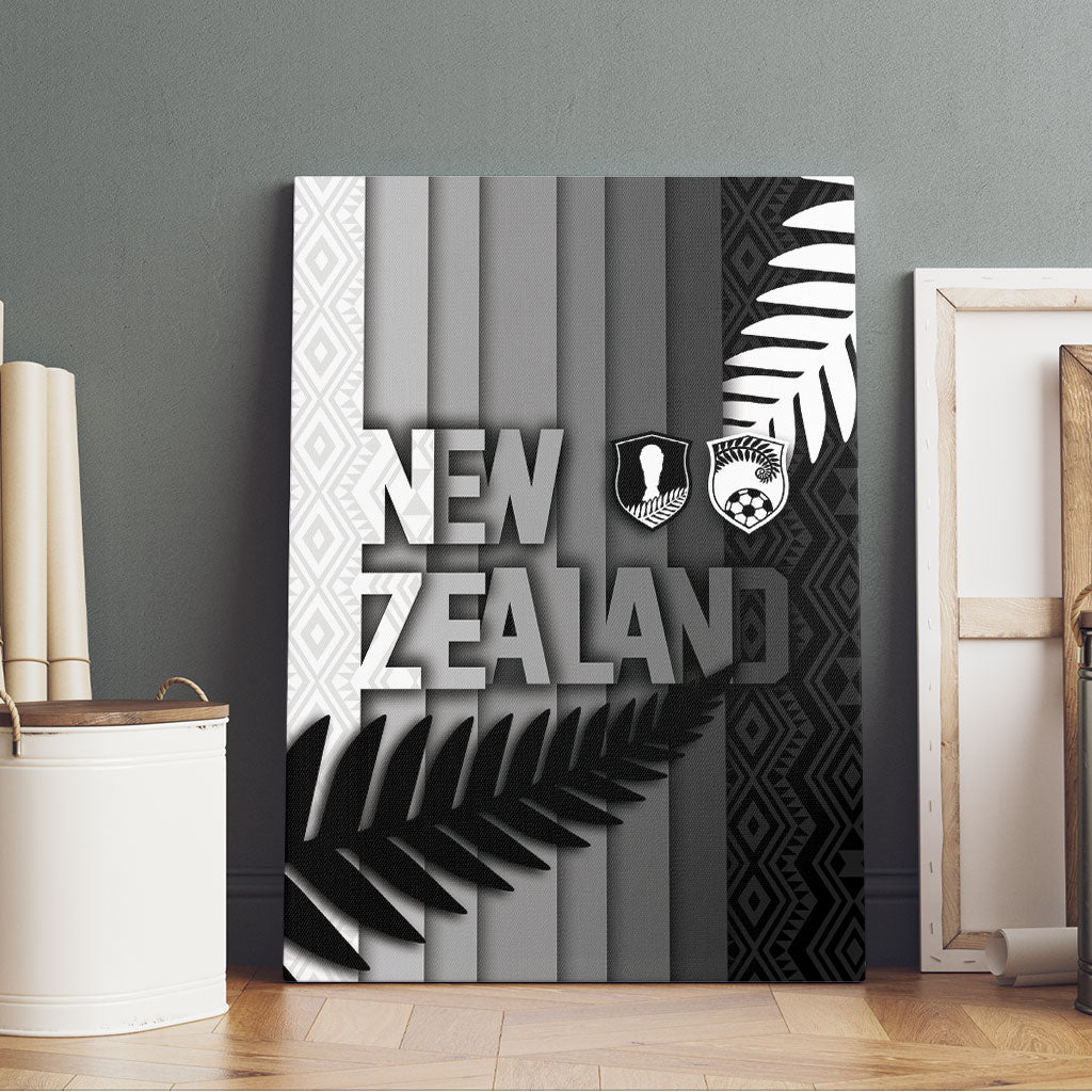 New Zealand Football Canvas Wall Art Silver Fern Maori Pattern Monochrome DT05 - Polynesian Pride