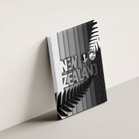 New Zealand Football Canvas Wall Art Silver Fern Maori Pattern Monochrome DT05 - Polynesian Pride