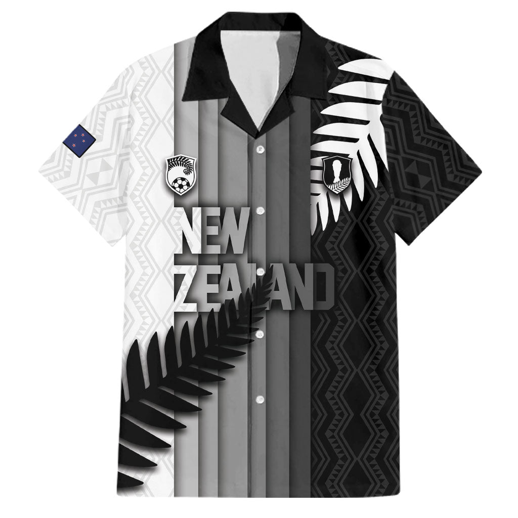 Custom New Zealand Football Family Matching Long Sleeve Bodycon Dress and Hawaiian Shirt Silver Fern Maori Pattern Monochrome DT05 Dad's Shirt - Short Sleeve White - Polynesian Pride