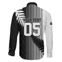 Custom New Zealand Football Family Matching Mermaid Dress and Hawaiian Shirt Silver Fern Maori Pattern Monochrome DT05 - Polynesian Pride