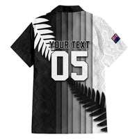 Custom New Zealand Football Family Matching Summer Maxi Dress and Hawaiian Shirt Silver Fern Maori Pattern Monochrome DT05 - Polynesian Pride