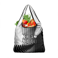 New Zealand Football Grocery Bag Silver Fern Maori Pattern Monochrome DT05 1-pack One Size White - Polynesian Pride
