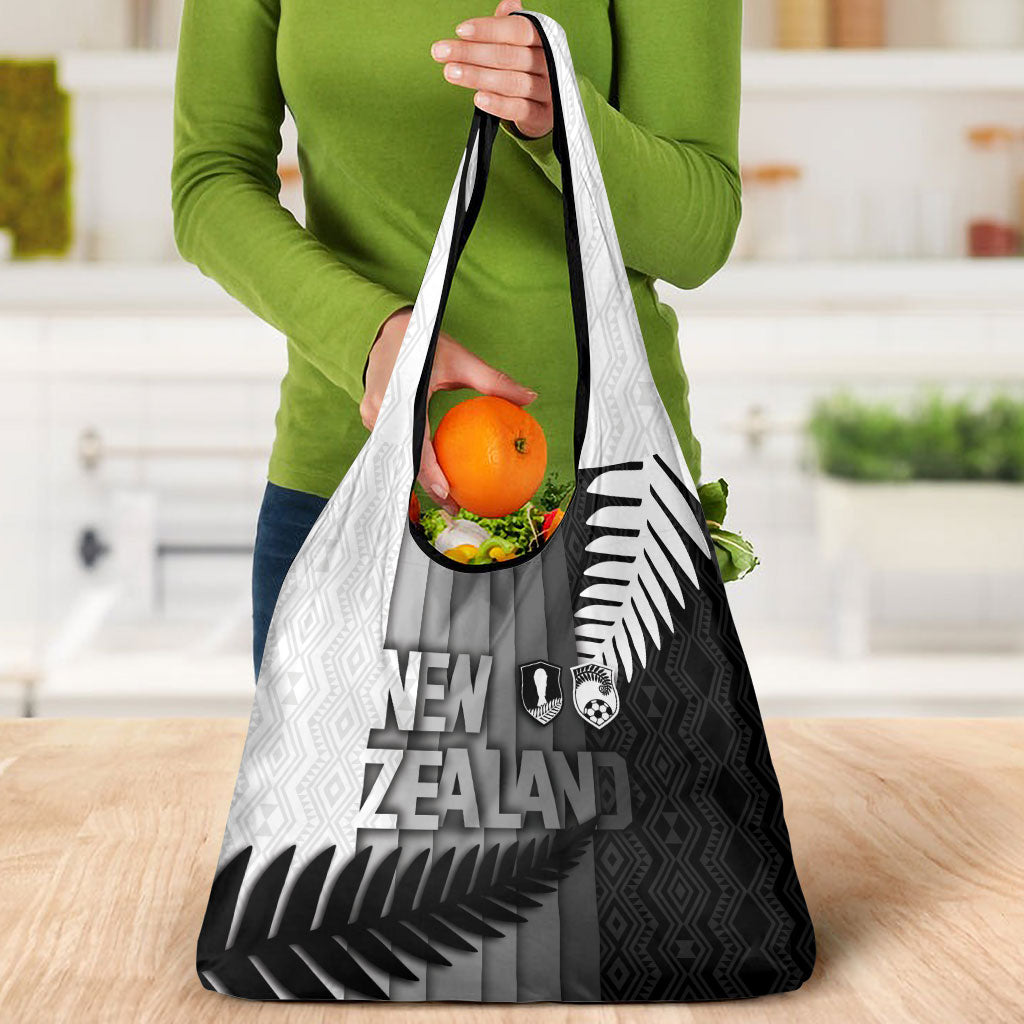New Zealand Football Grocery Bag Silver Fern Maori Pattern Monochrome DT05 - Polynesian Pride