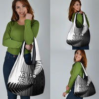 New Zealand Football Grocery Bag Silver Fern Maori Pattern Monochrome DT05 - Polynesian Pride