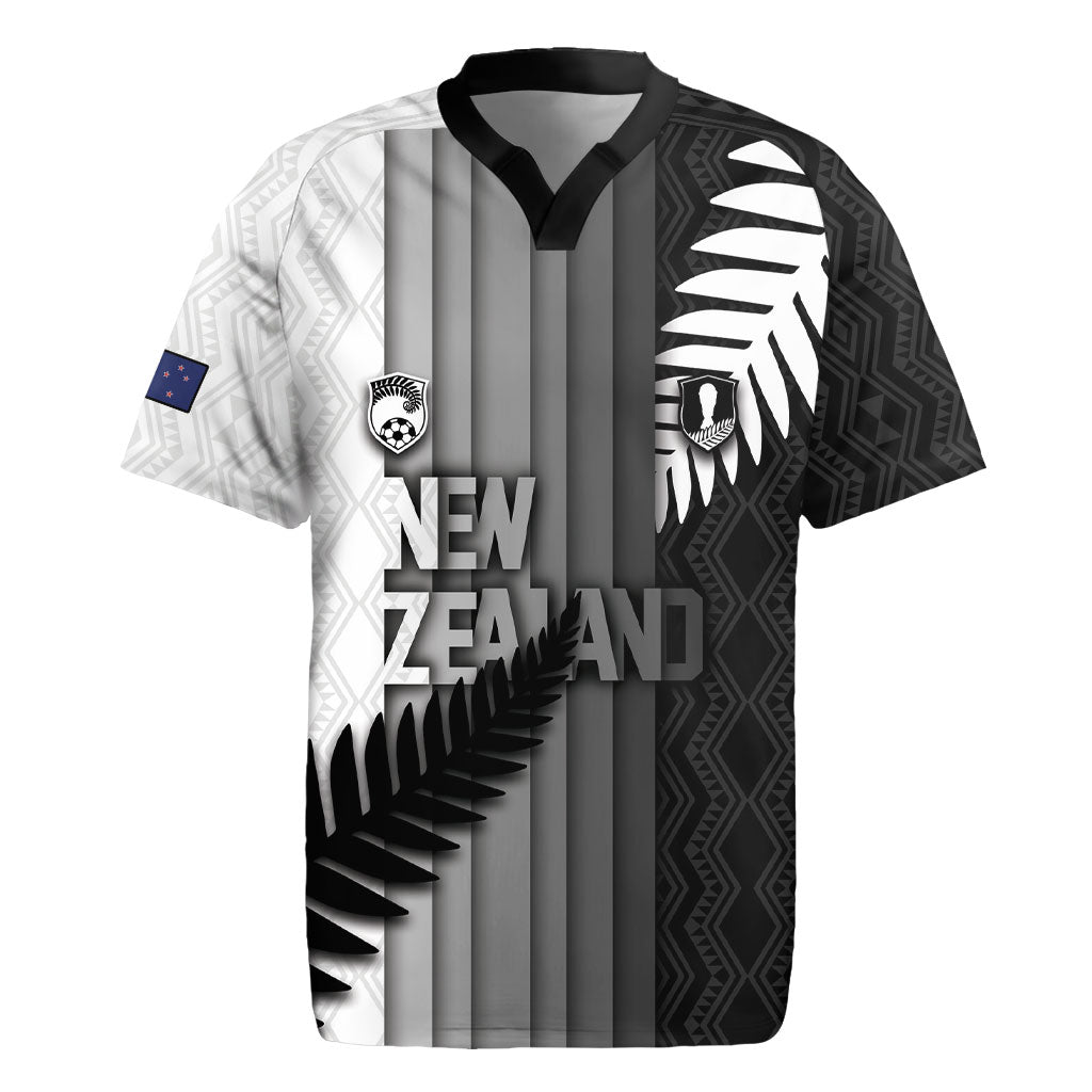 Custom New Zealand Football Rugby Jersey Silver Fern Maori Pattern Monochrome