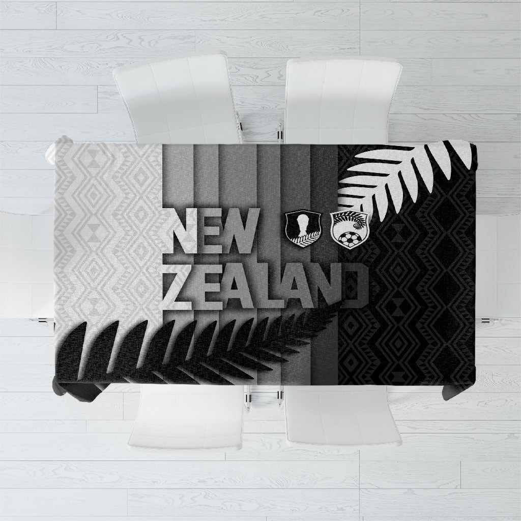 New Zealand Football Tablecloth Silver Fern Maori Pattern Monochrome
