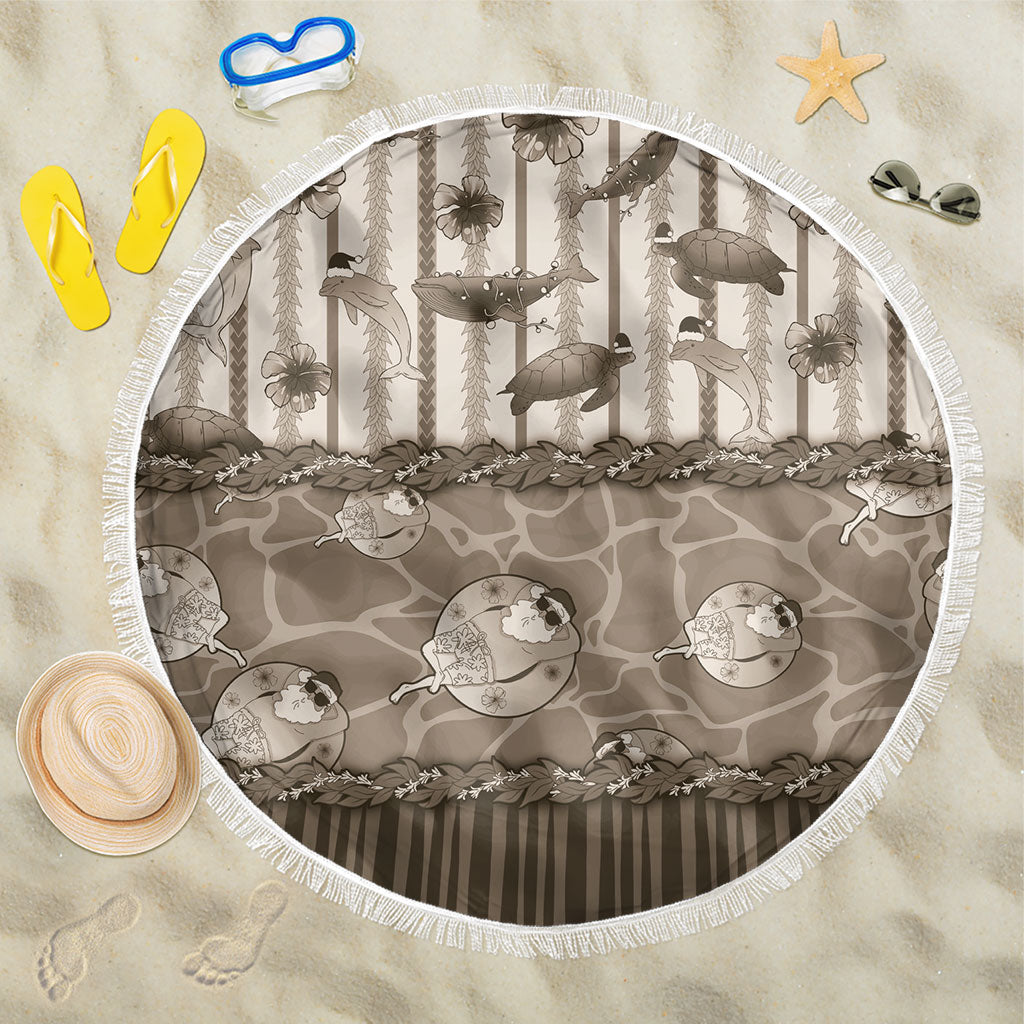 Hawaii Christmas In July Beach Blanket Beige Mele Kalikimaka Sea Animals DT05 One Size 150cm Beige - Polynesian Pride